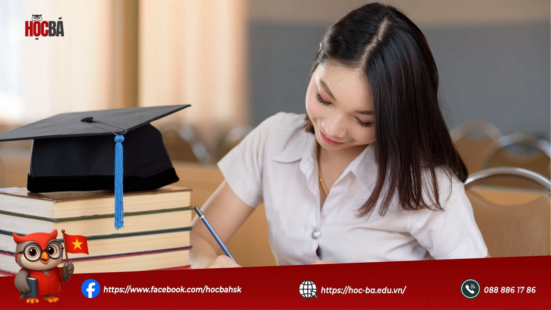 Cô gái đang luyện đề thi khẩu ngữ HSKK