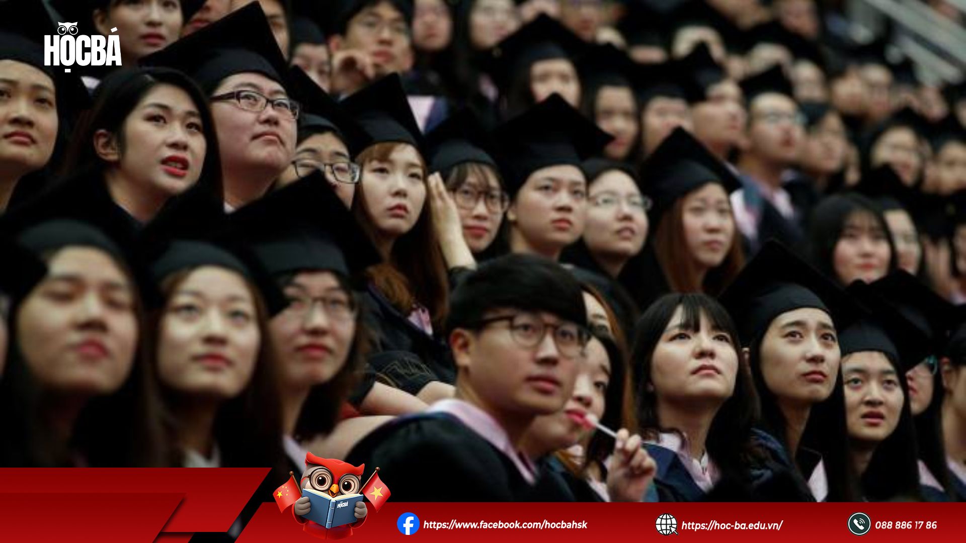 Sinh viên đội mũ tốt nghiệp tham gia lễ trao bằng, biểu tượng cho thành tựu học tập nổi bật khi có bằng HSK 3