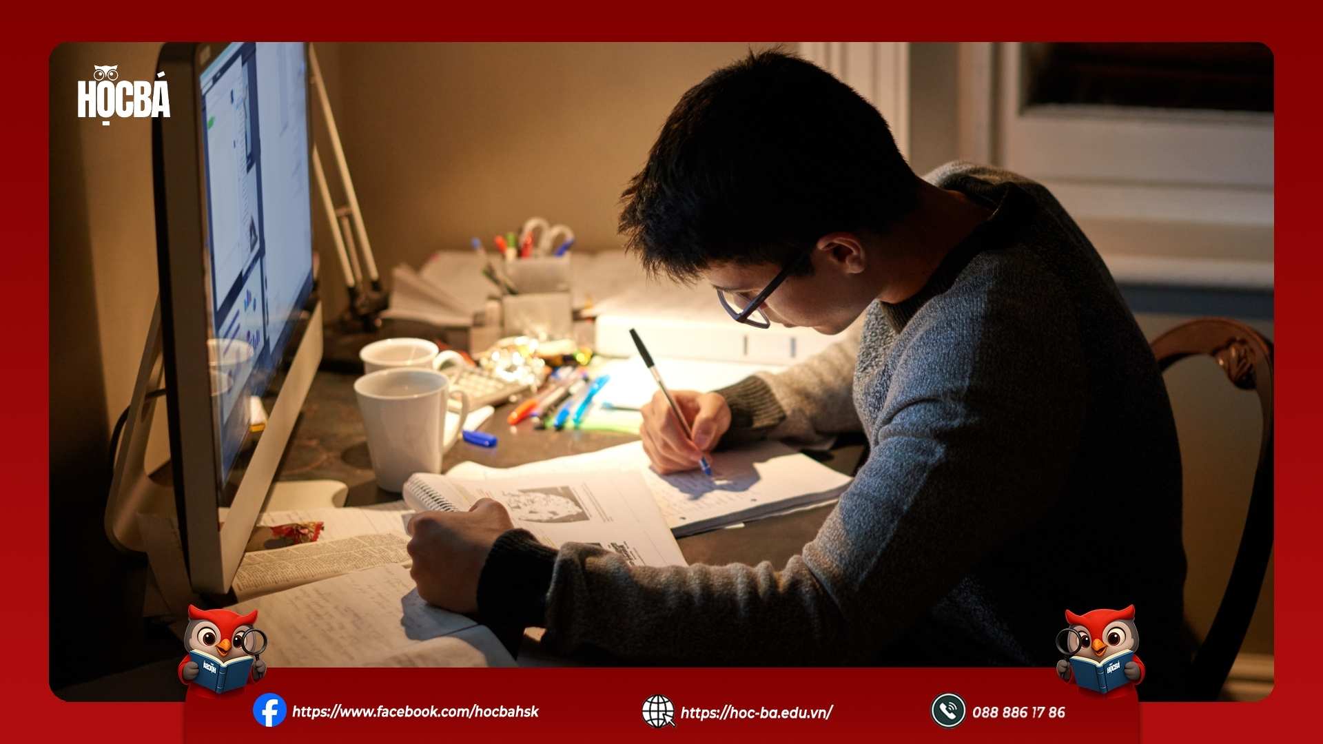 bạn nam đang học dịch hsk 4