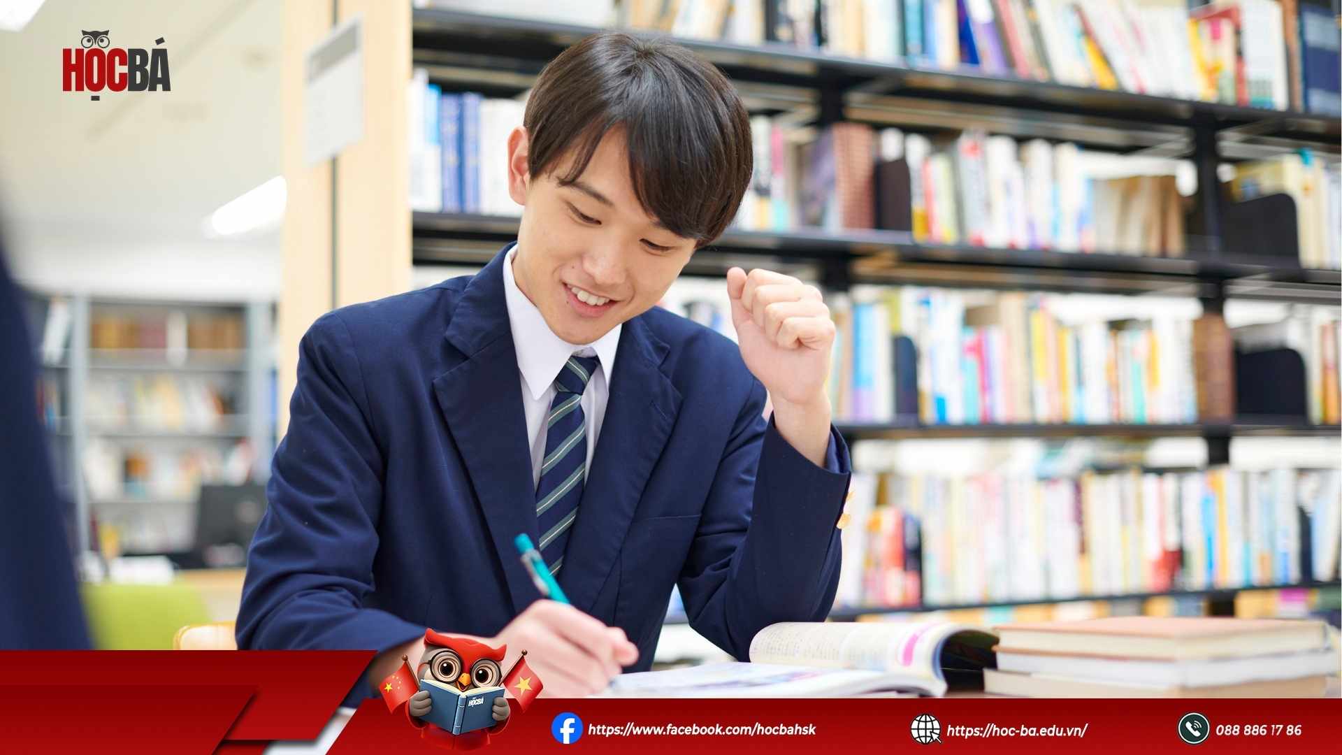 chàng trai vui vẻ khi tiến bộ phần dịch hsk 4