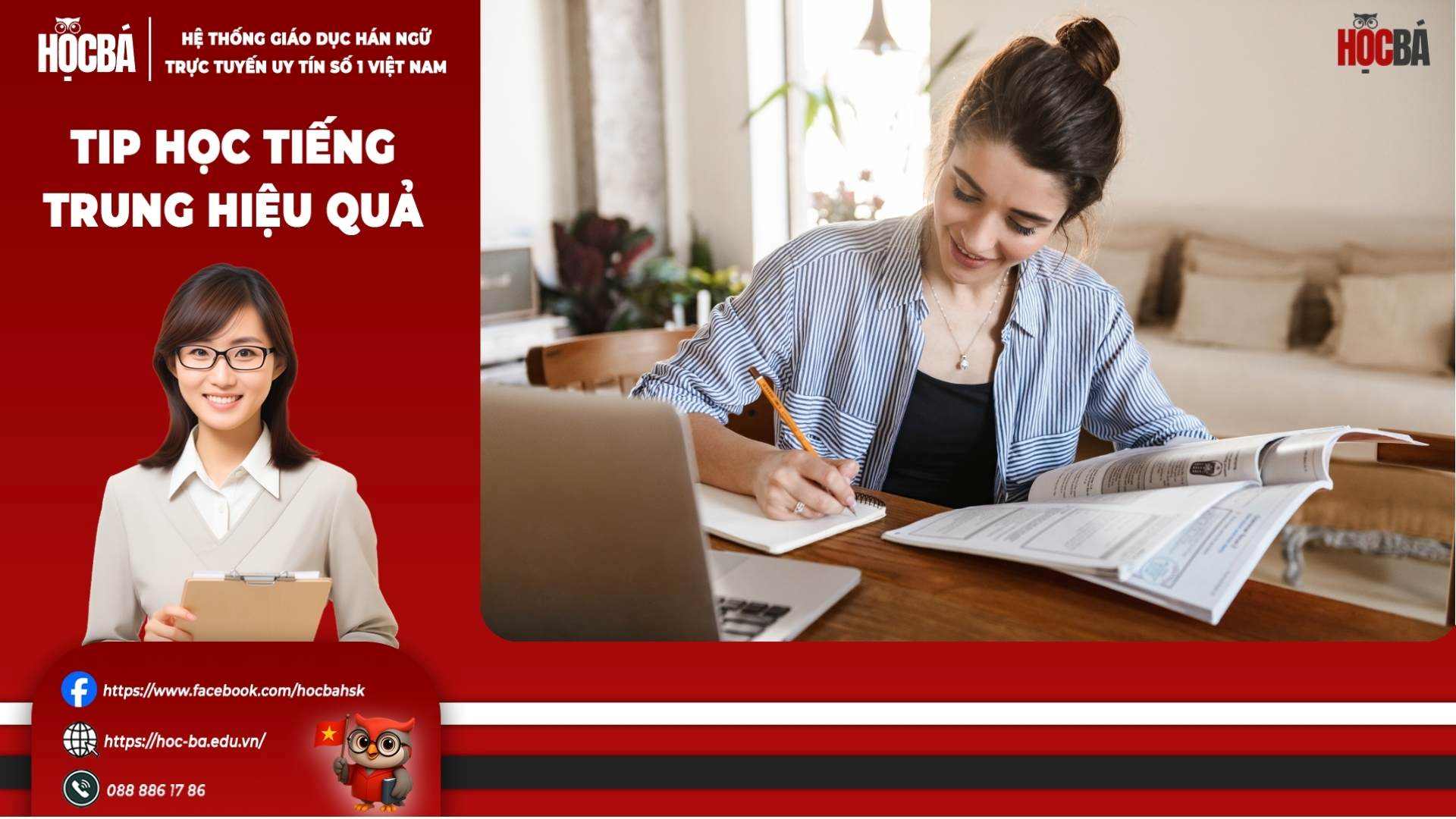 Cô gái đang luyện đề tinh giảng hsk 5